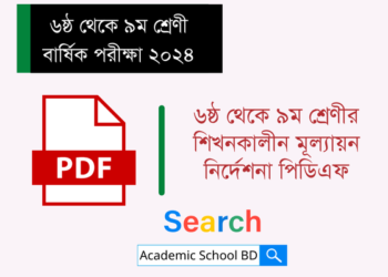 ৬ষ্ঠ থেকে ৯ম শ্রেণীর শিখনকালীন মূল্যায়ন নির্দেশনা পিডিএফ এবং বার্ষিক পরীক্ষা ২০২৪ | Barshik ShikonKhalin Mullayon Nirdesika 2024